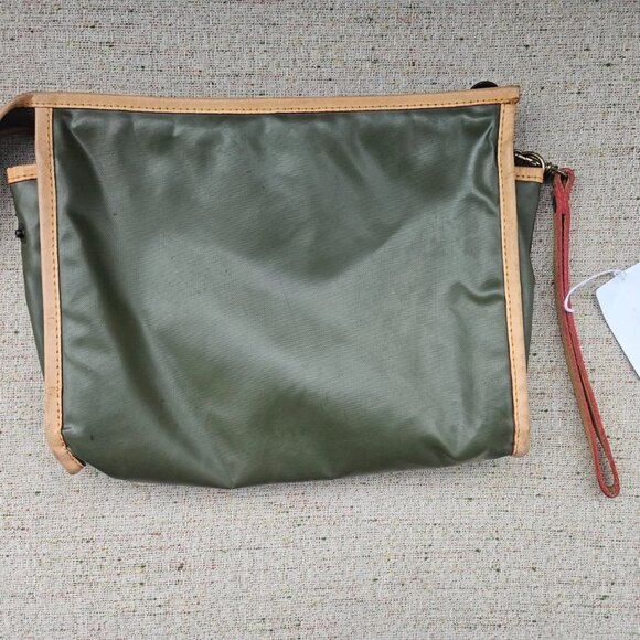 Hunting World Costmetic Bag Pouch Cluth Bag Green/Tan Leather Make Up Bag France - Picture 3 of 13